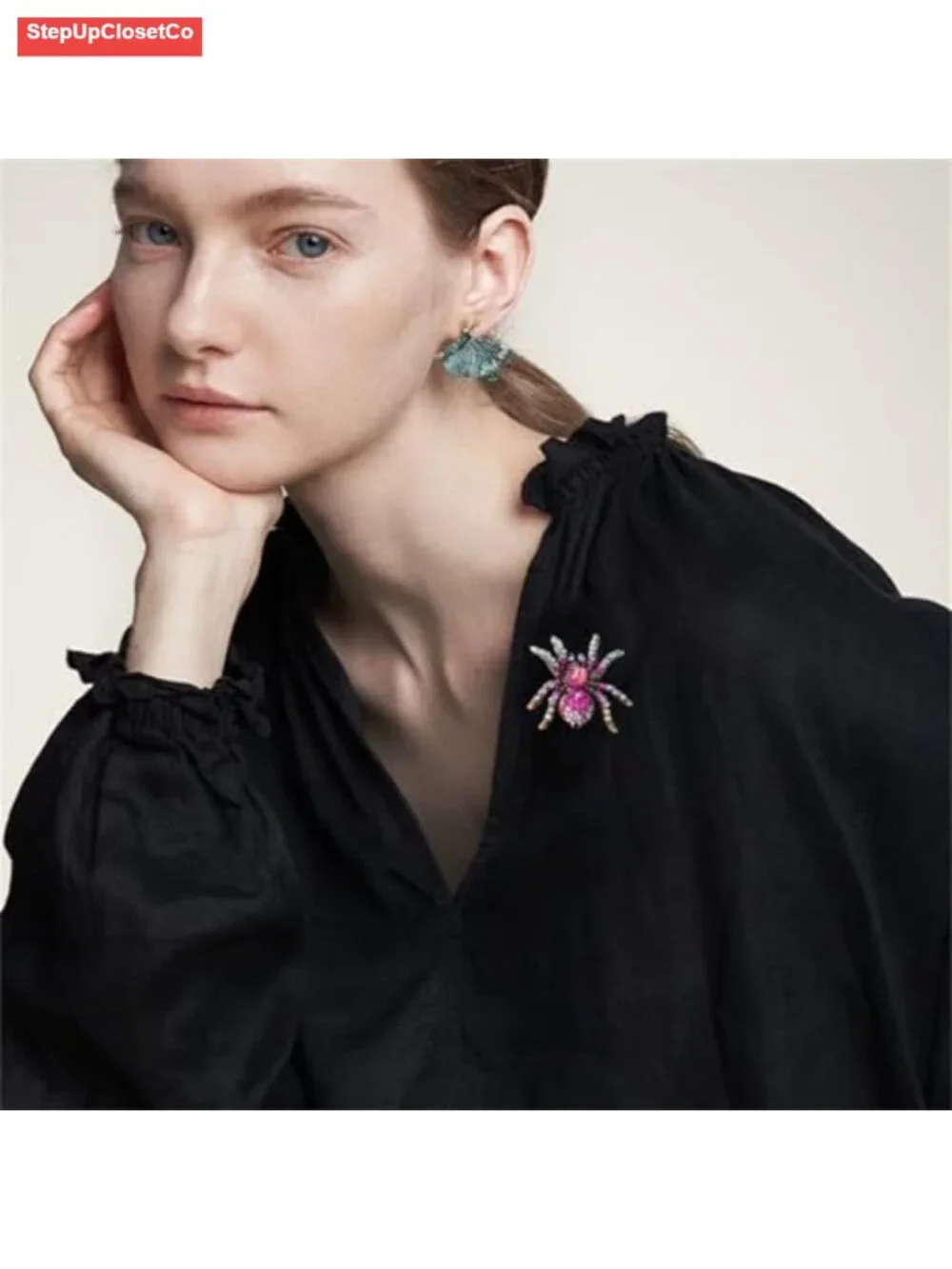 Rhinestone Spider Brooch Pin for Women Men Halloween Costume Accessory